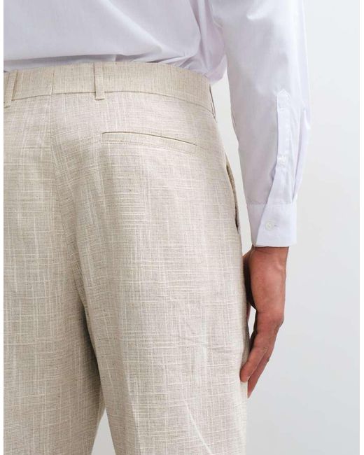 Abercrombie & Fitch White Crosshatch Straight Fit Suit Trousers Co-Ord for men