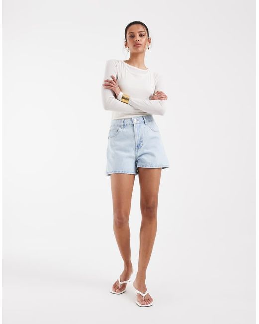 ASOS Blue High Waist Denim Shorts