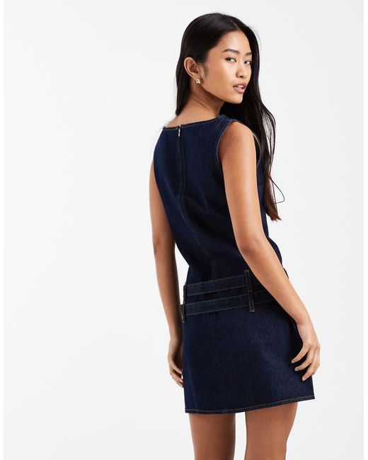 ASOS Mini Jurk Met Dubbele Ceintuur in het Blue