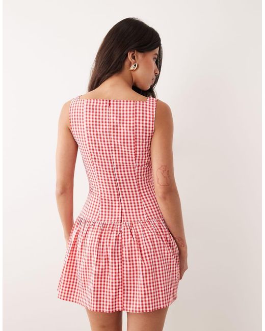 Kaiia Pink Exclusive High Square Neck Button Down Mini Dress