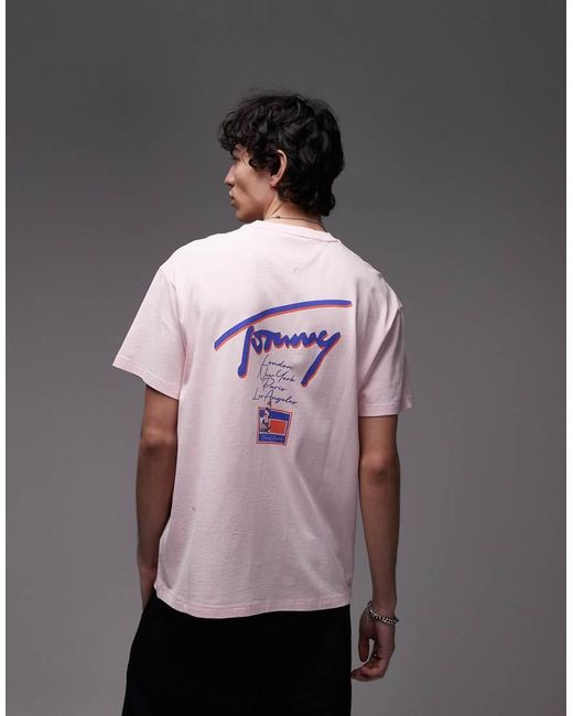 Tommy Hilfiger Pink Signature Back Print T-shirt for men