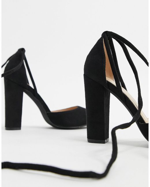 Scarpe allacciate alla caviglia nere con tacco di Glamorous in Nero | Lyst