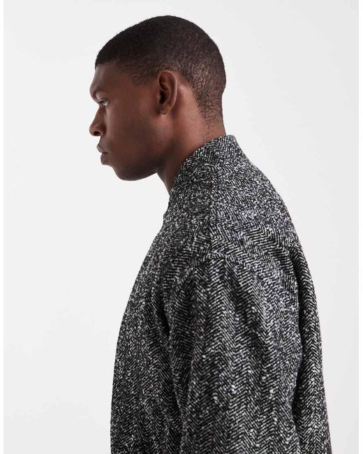 Chaqueta Bomber Con Patrón De Espiga De -Negro ASOS de hombre de color Black