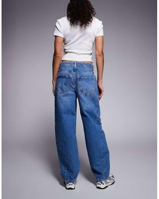 River Island Blue Seamed Barrel Jean