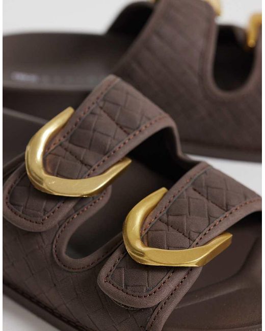 ASOS Brown Falcon Double Buckle Footbed Sandals