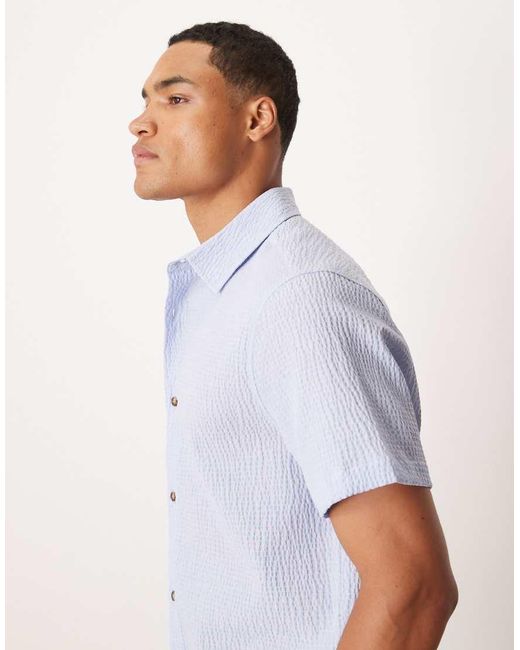 ASOS White Relaxed Seersucker Shirt for men