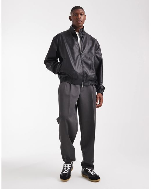 Veste bomber en similicuir - délavé ASOS pour homme en coloris Blue