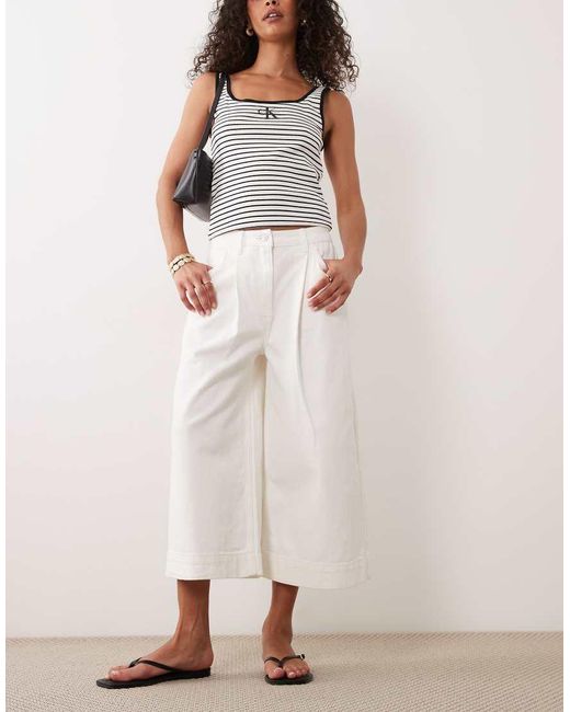 ASOS Pink Denim Wide Leg Culotte
