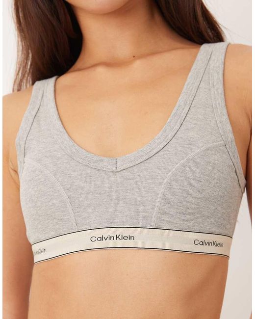 Calvin Klein Gray Heritage Cotton Lightly Lined Triangle Bra