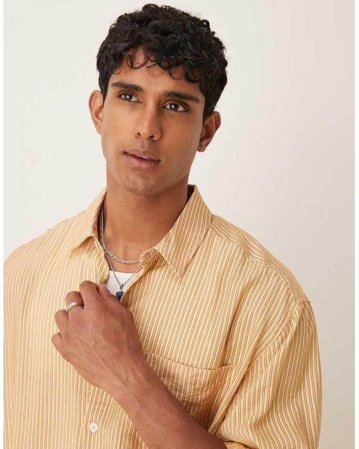 ASOS Natural Oversized Stripe Shirt for men