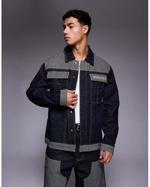 ICECREAM Blue Denim Trucker Jacket With Contrast Hickory Panel for men