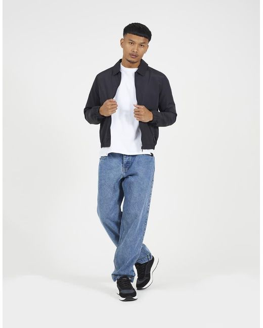 Brave Soul Blue Harrington Zip-Up Jacket for men