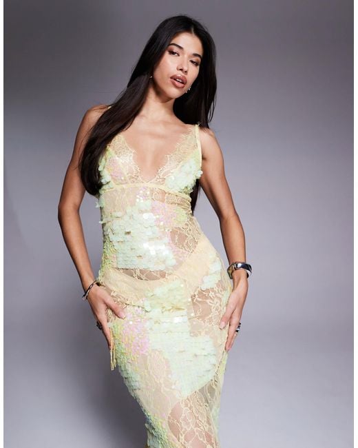 asos yellow lace dress ASOS Design - Maxi Slip Dress - Women - Nylon/Polyester - 10 US