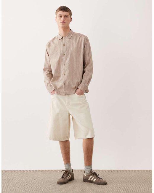 ASOS Natural Relaxed Revere Textured Shirt for men