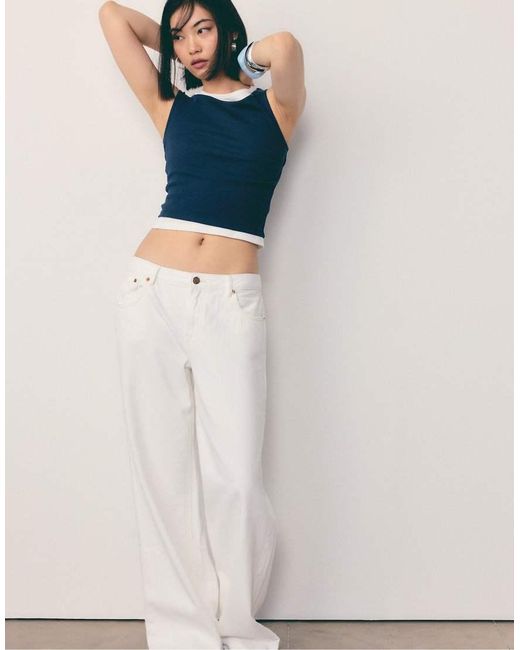 Stradivarius Blue Double Layer T-shirt