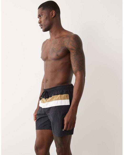 Boss Natural Boss Louis Stripe Swim Shorts for men
