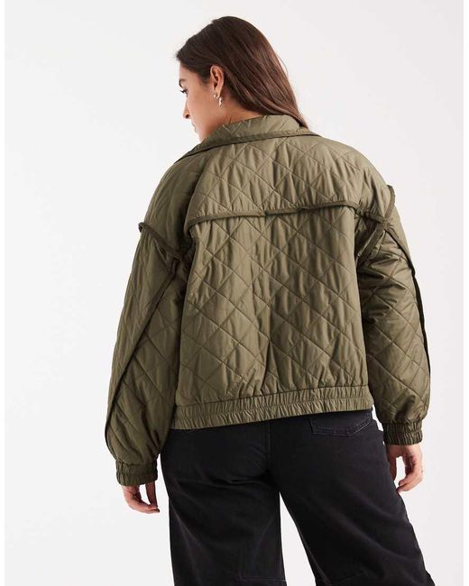 ONLY Brown Cropped Quilted Bomber Jacket
