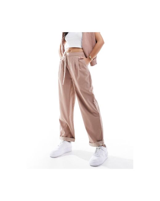 ASOS White Tapered Pants With Buckle Detail