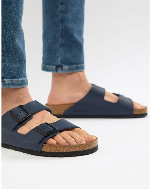 Birkenstock Leer Arizona - Birko-flor Sandalen in het Blauw voor heren -  Lyst