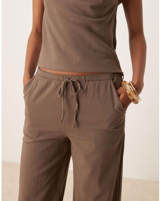 Mango Natural Polyamide Straight Leg Tie Waist Trouser Co-ord