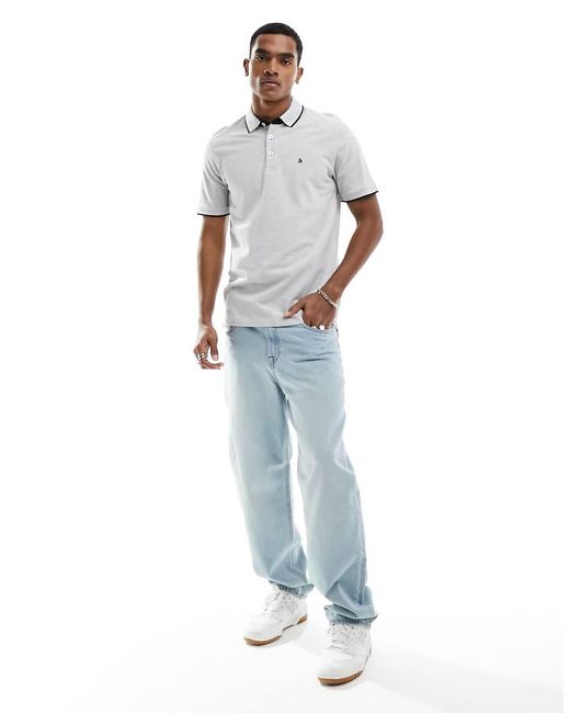 Jack & Jones White Essentials Jersey Polo for men
