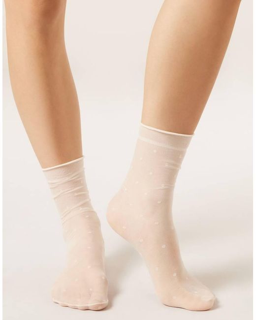 Calzedonia Natural Polka Dot Sheer Socks