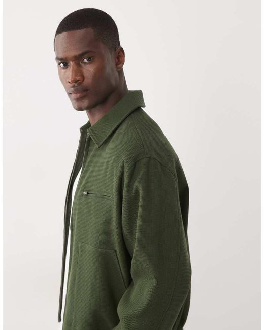 ASOS Net Blousonjack Met Wafelstructuur in het Green voor heren