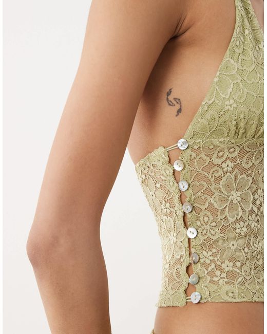 Motel Natural Calora Lace Halter Top
