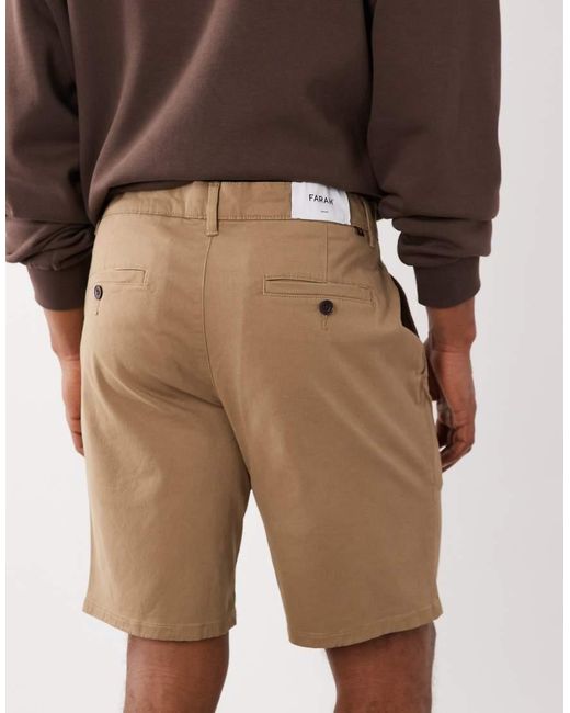 Farah Brown Hawk Straight Leg Twill Shorts for men