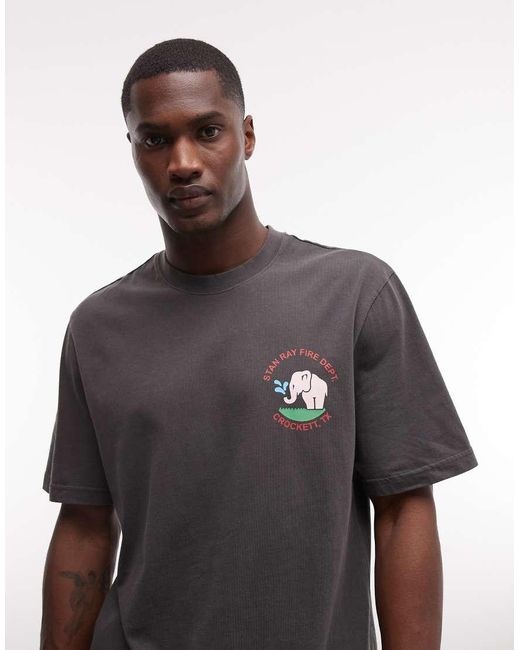 Stan Ray Gray Elephant Graphic Back Print Short Sleeve T-shirt for men