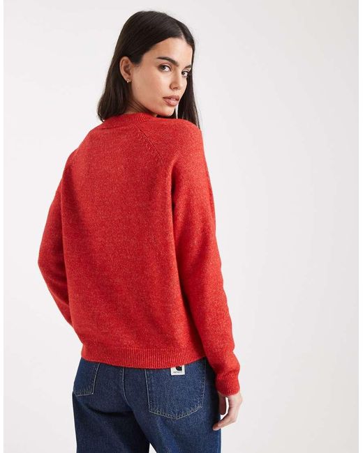 Pieces Red High Neck Jumper