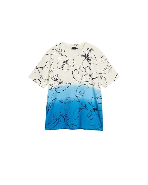 Desigual Blue Tropical Gradient T-Shirt for men