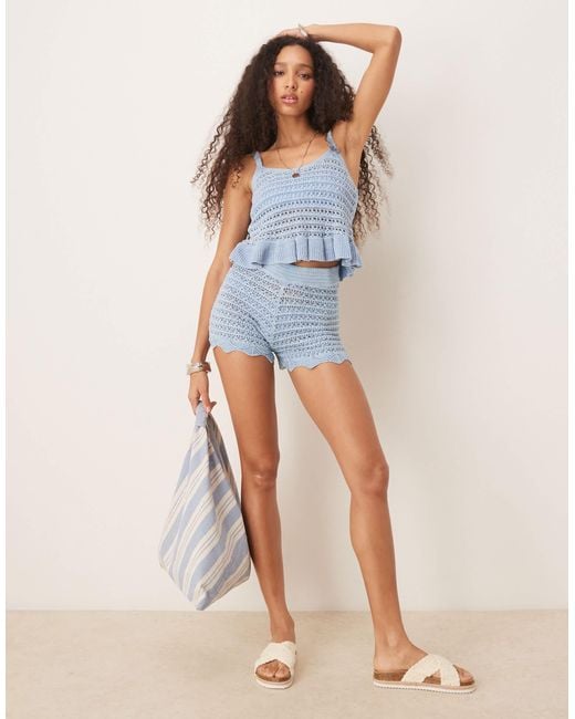 Short d'ensemble en maille à surpiqûres texturées ASOS en coloris Blue