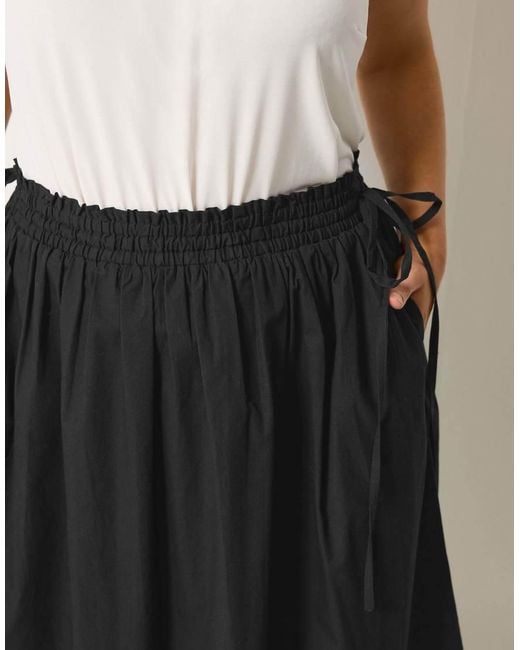 Yours Clothing Black Poplin Midi Skirt
