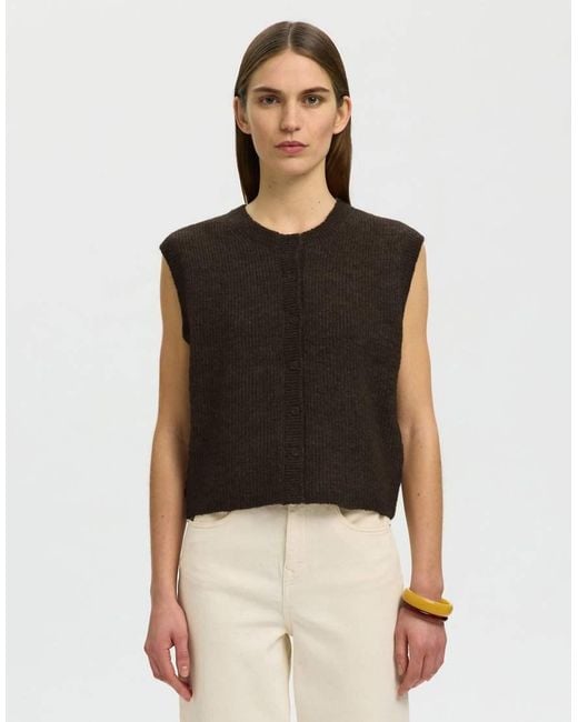 SELECTED Black Knitted Vest
