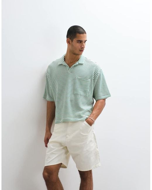 Reclaimed Vintage Blue Striped Polo for men
