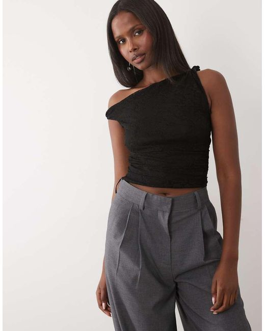 Missy Empire Black Missy Empire Lace Twist Off Shoulder Top