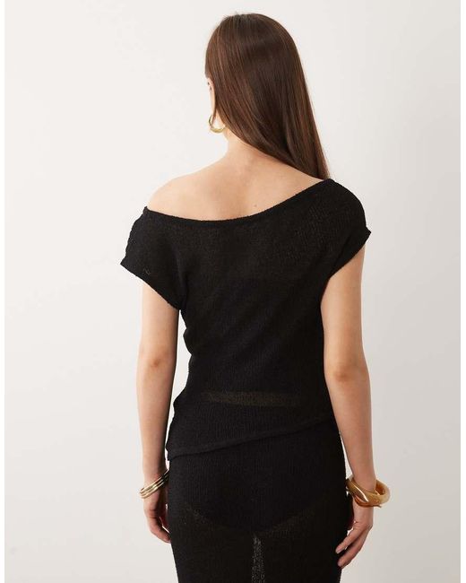 Tala Black Beach Knit Asymmetric Top