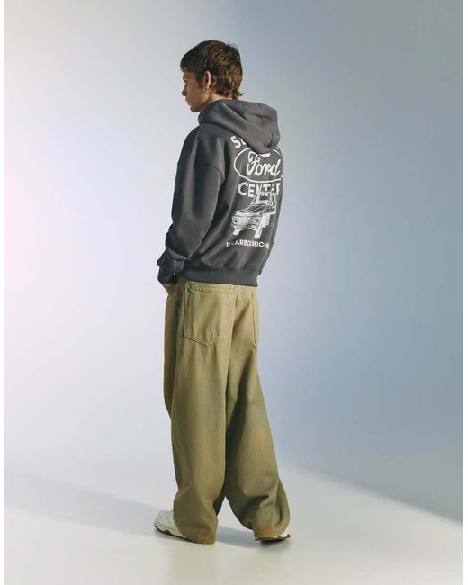 Pull&Bear Gray Ford Hoodie for men