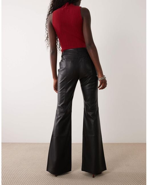 Mango Black Flared Leather Trouser