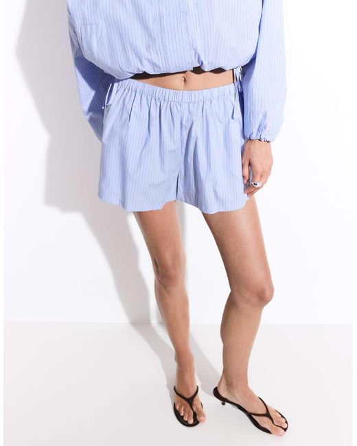 CERNUCCI Blue Nylon Stripe Pull-on Shorts Co-ord