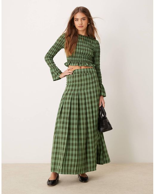 Jupe d'ensemble longue style kilt à carreaux - vert/ Glamorous en coloris Green
