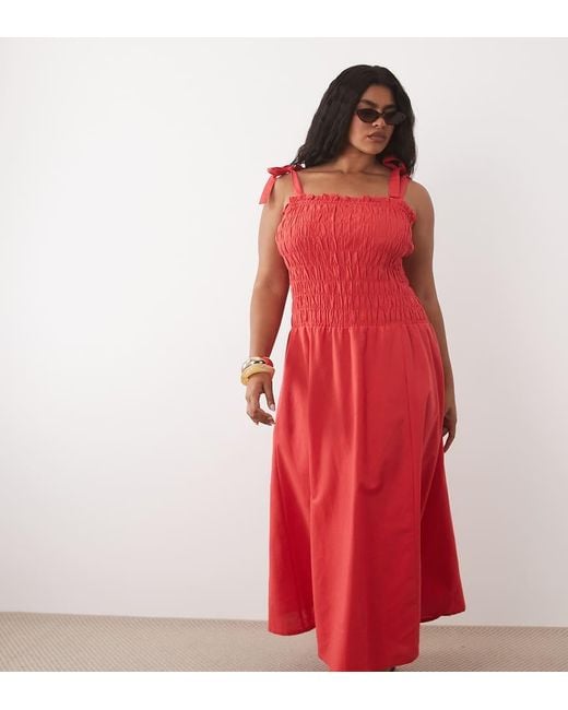Esmee Curve Red Sleeveless Maxi Beach Dress With Trim