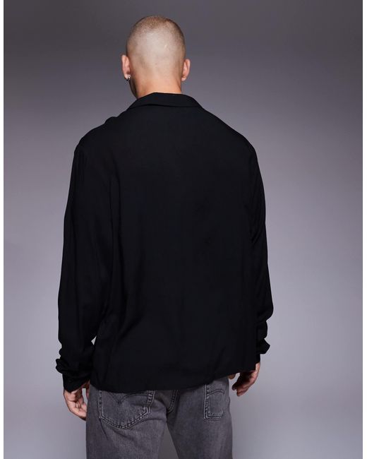 ASOS – kastiges regular fit hemd in Black für Herren