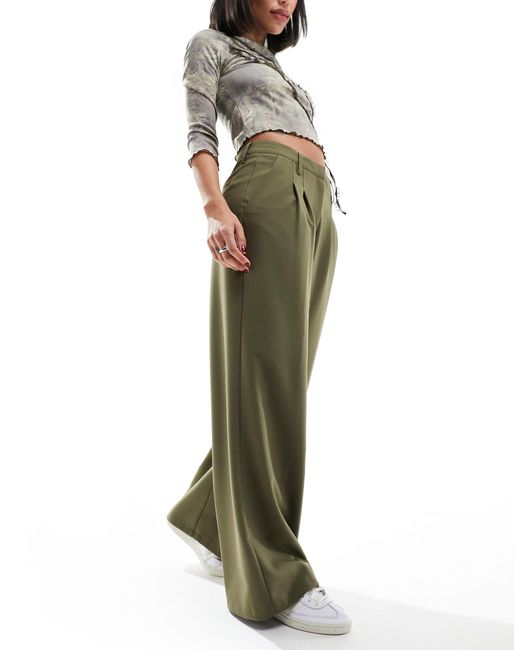 Collusion Green Relaxed Wide Leg Tailored Trousers