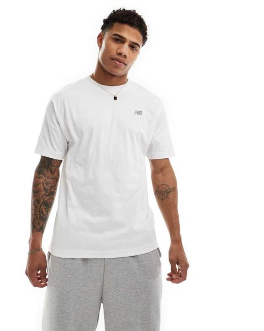 New Balance White New Balanace Small Logo T-Shirt for men