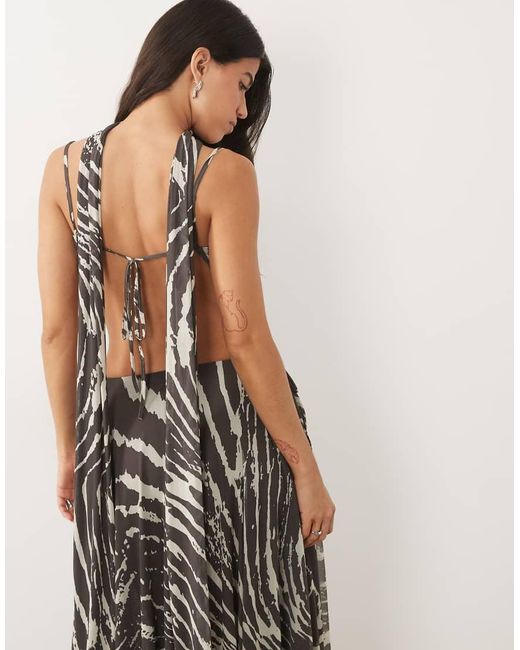 ASOS Black Cowl Neck Zebra Co-Ord Top With Scarf