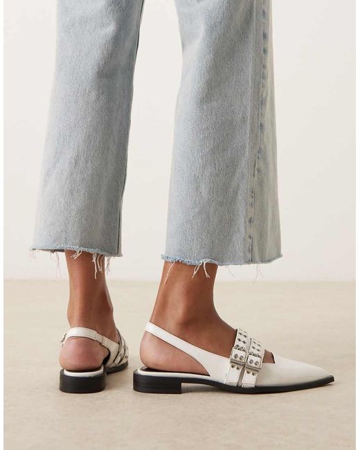 Raid White Ichika Slingback Flats With Buckles
