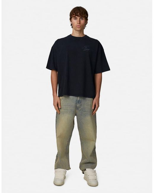 Good For Nothing Blue Boxy Washed Graphic T-Shirt for men