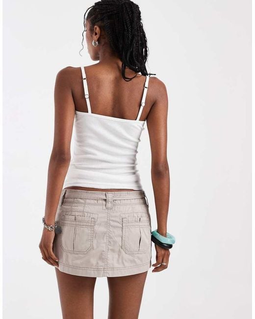 Hollister White Twill Tie Up Mini Skort